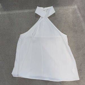 High neck white tank top